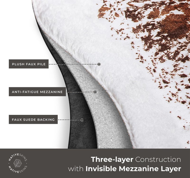 NativeSkins Faux Cowhide Rug â€“ Original Brown (Large) | 4'7" x 6'7" | Triple-Layer Support | Ultra-Soft Pile | Hand-Cut, Faux Suede No-Slip Backing | Western Rug | Cow Hide Animal Print - Image 2